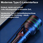 LED-Taschenlampe mit Zoom, USB-C & 5 Modi