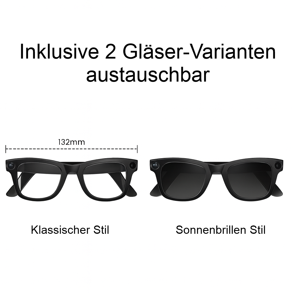 Smart‑Brille mit 8 MP Sony Kamera & Mikrofon