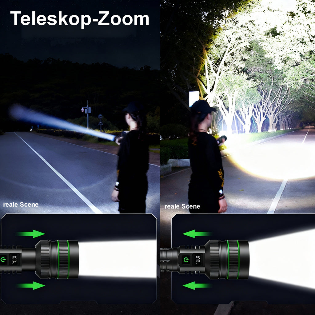 LED-Taschenlampe mit Zoom, USB-C & 5 Modi