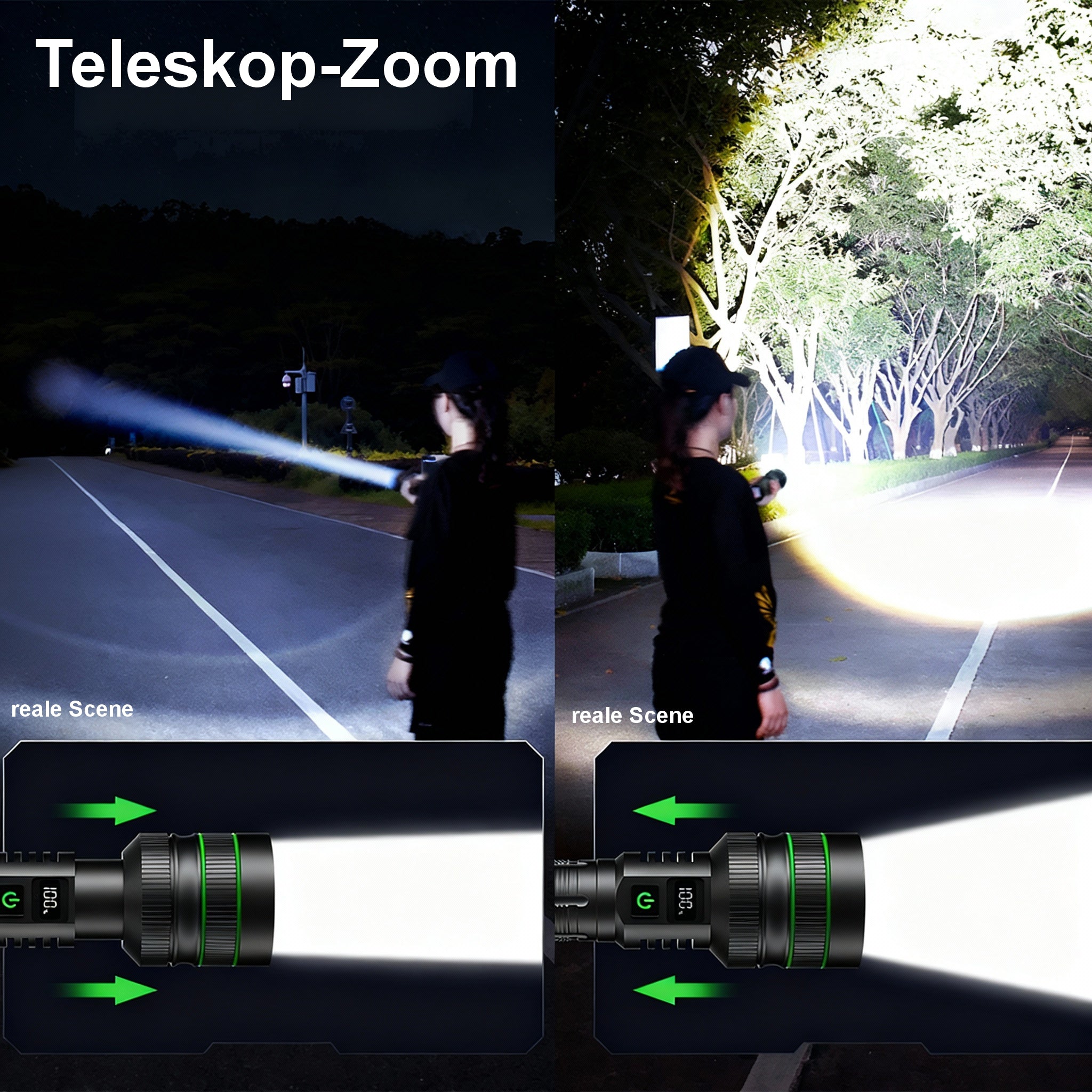 LED-Taschenlampe mit Zoom, USB-C & 5 Modi