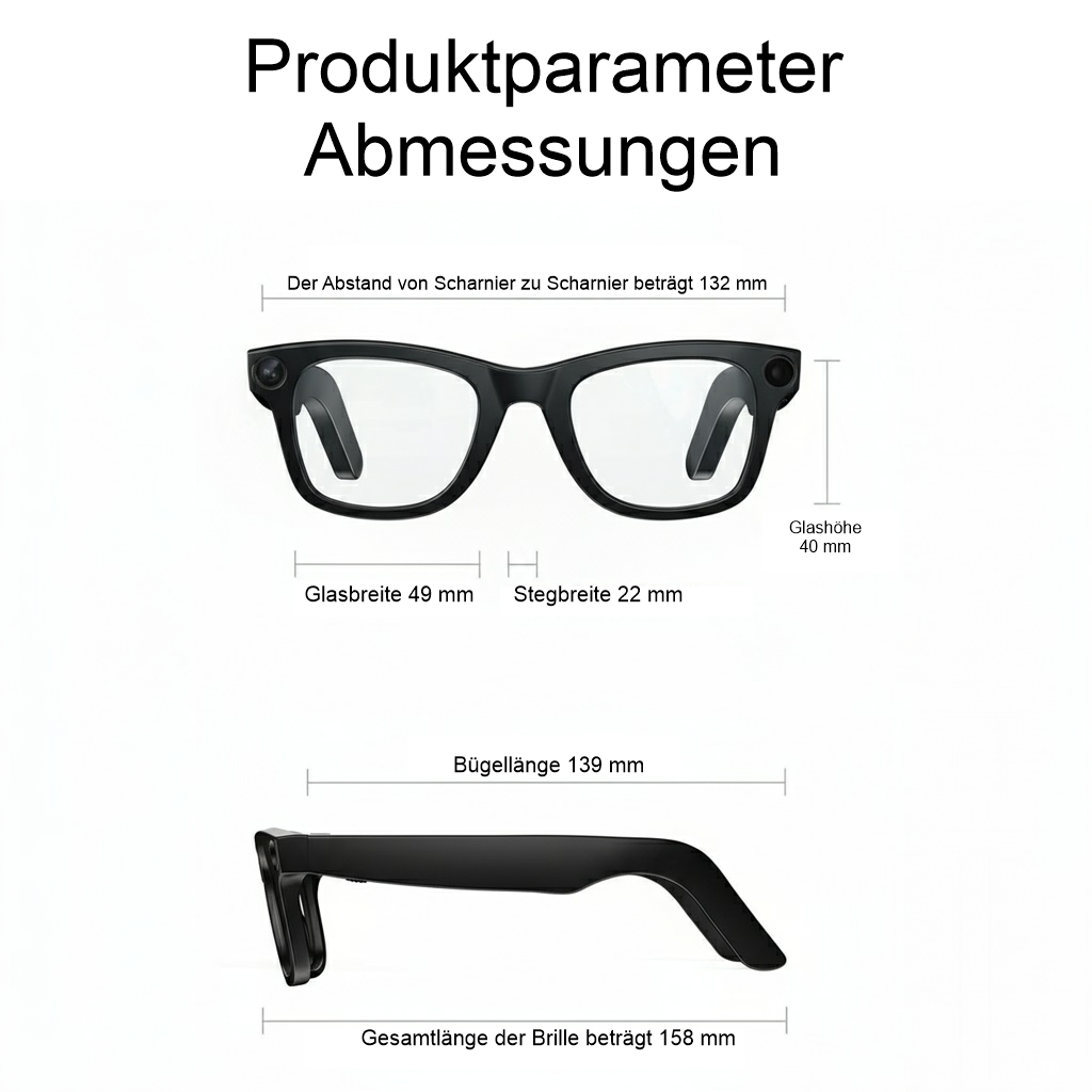 Smart‑Brille mit 8 MP Sony Kamera & Mikrofon